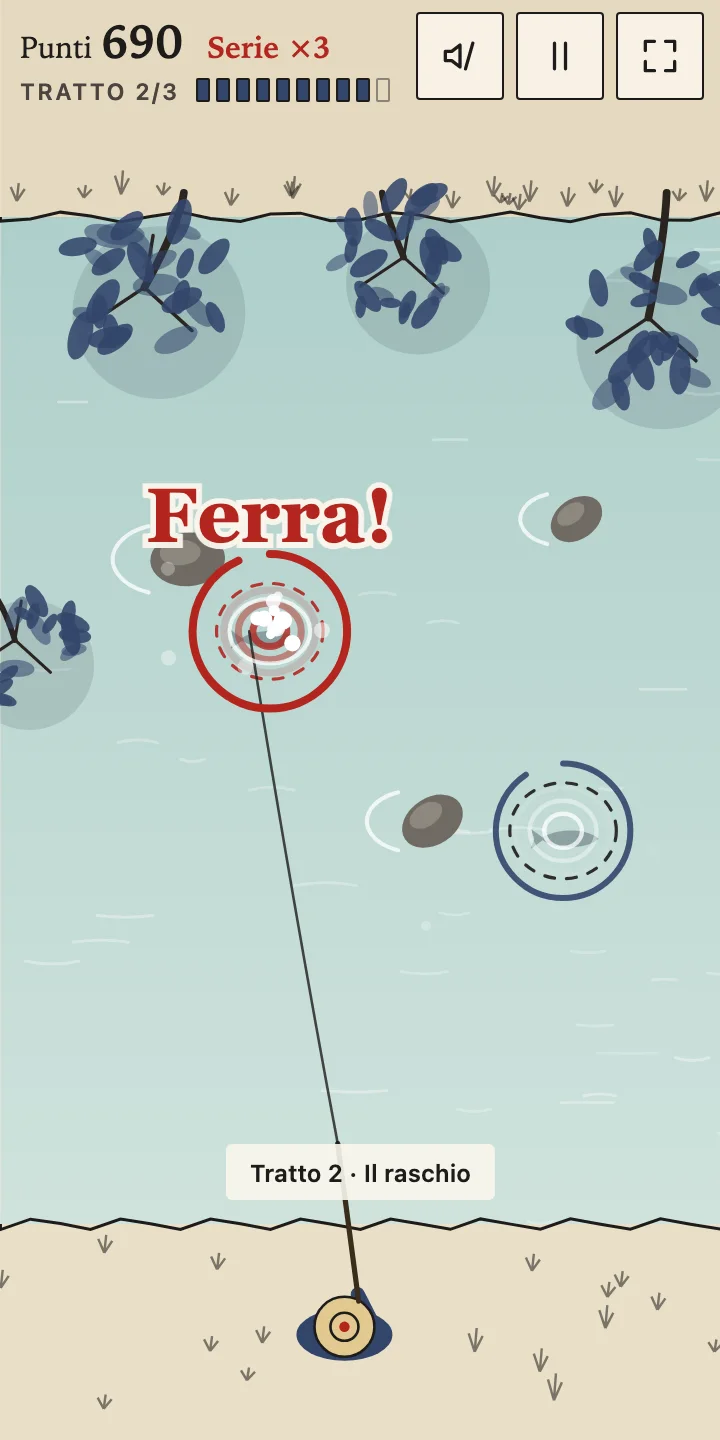 Schermata di Tenkara su telefono, in verticale.